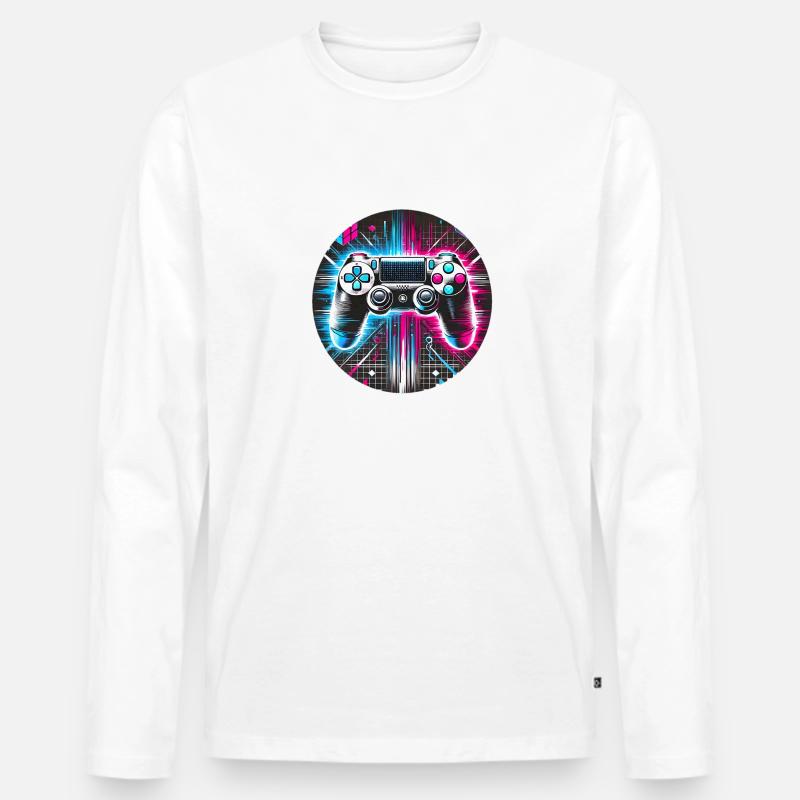 Gamer Mode On 🎮🔥 - Männer Premium Bio Langarmshirt - Weiß