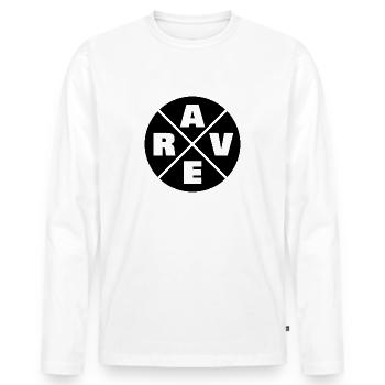 Techno - Musique techno - Rave - Raver - T-shirt manches longues Premium bio Homme - blanc - Devant - Nico (187cm)