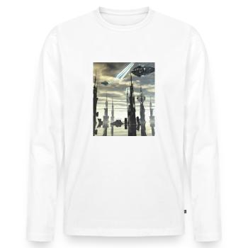 Fantasy Science Fiction City - Men's Premium Organic Long Sleeve Shirt - white - Front - Nico (187cm)