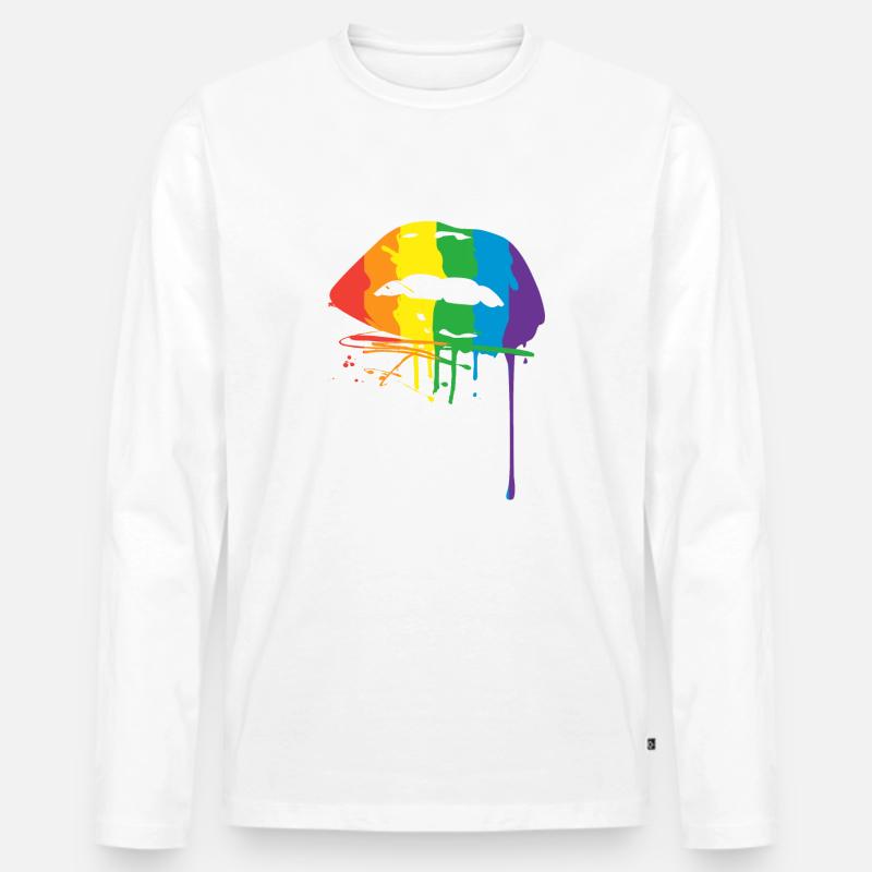 LGBT Lippen - Männer Premium Bio Langarmshirt - Weiß