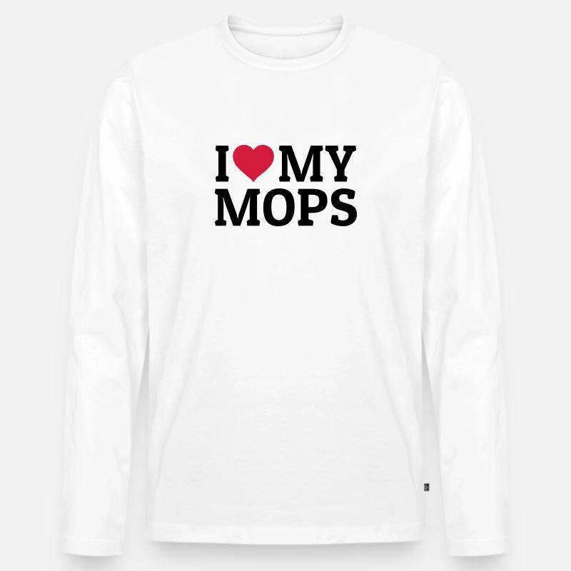 I love my Mops - Männer Premium Bio Langarmshirt - Weiß
