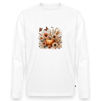 Autumn Pumpkin - Men's Premium Organic Long Sleeve Shirt - white - Front - Nico (187cm)