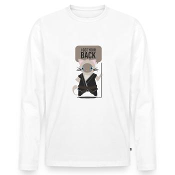 Cat judo karate taekwondo comic gift stick - Men's Premium Organic Long Sleeve Shirt - white - Front - Nico (187cm)