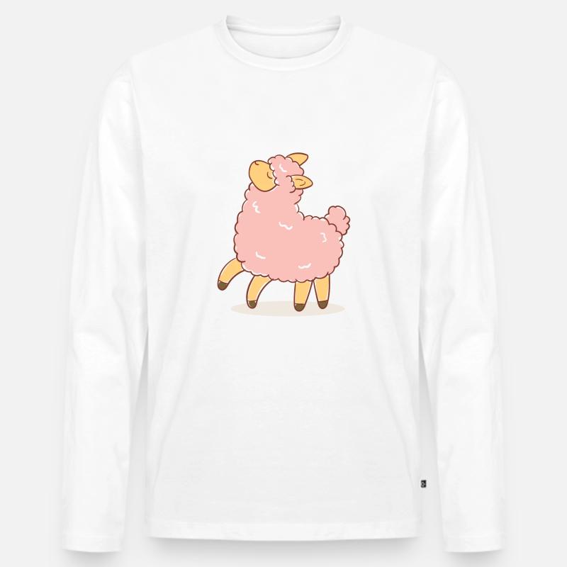 Rosa Schaf - Männer Premium Bio Langarmshirt - Weiß