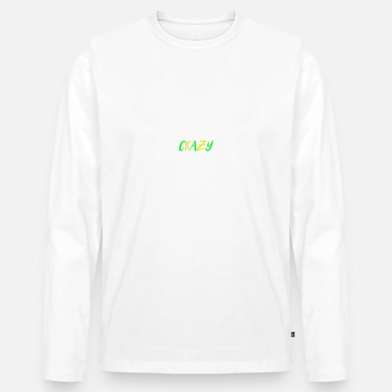 crazy - Männer Premium Bio Langarmshirt - Weiß