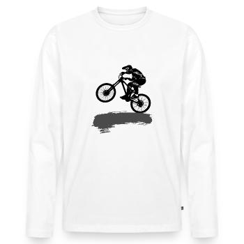 Bicycle Mountain Bike MTB Cycling Design - Men's Premium Organic Long Sleeve Shirt - white - Front - Nico (187cm)