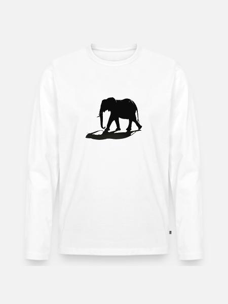 Elephant Silhouette - Men's Premium Organic Long Sleeve Shirt - white