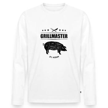 0% Vegan - Men's Premium Organic Long Sleeve Shirt - white - Front - Nico (187cm)