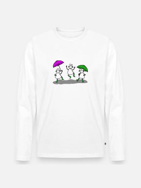 Dancing sheep with umbrella - Men's Premium Organic Long Sleeve Shirt - white