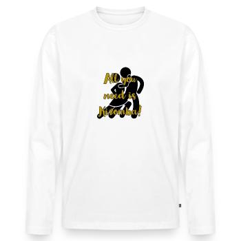 All You Need Kizomba Gold - Men's Premium Organic Long Sleeve Shirt - white - Front - Nico (187cm)