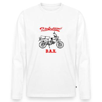 Motorrad Moped Dax Kult - Männer Premium Bio Langarmshirt - Weiß - Vorne - Nico (187cm)
