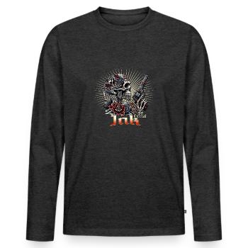 "Eternal Rebel: Die Kunst der Unsterblichkeit" - Männer Premium Bio Langarmshirt - Anthrazit meliert - Vorne - Nico (187cm)