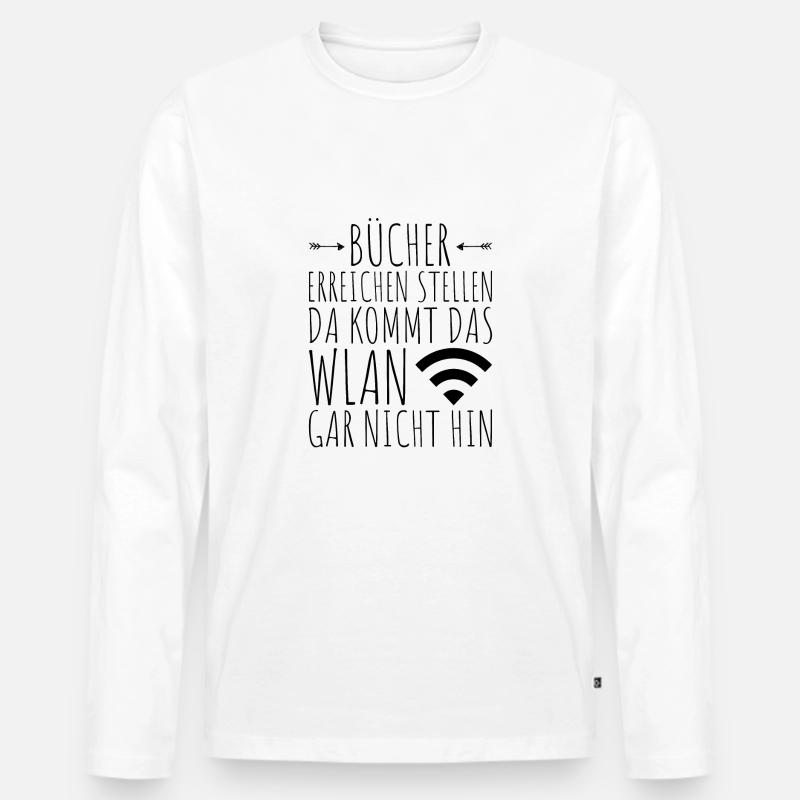 BÜCHER WLAN | Lustige Geschenkidee Bibliothek - Männer Premium Bio Langarmshirt - Weiß