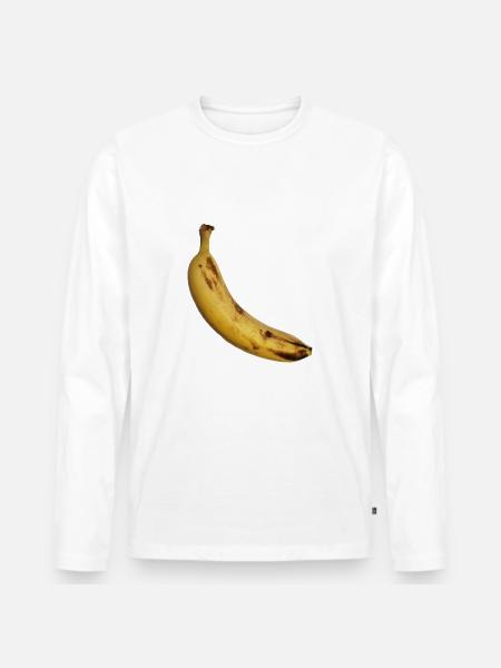 Banane - Männer Premium Bio Langarmshirt - Weiß