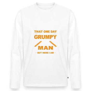 Grumpy Old Man Who Smokes Cigars Funny Cigar - Männer Premium Bio Langarmshirt - Weiß - Vorne - Nico (187cm)