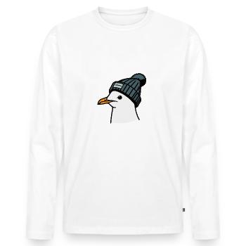 Seagull blue - Men's Premium Organic Long Sleeve Shirt - white - Front - Nico (187cm)