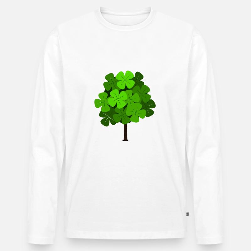 Klee-Baum - Männer Premium Bio Langarmshirt - Weiß