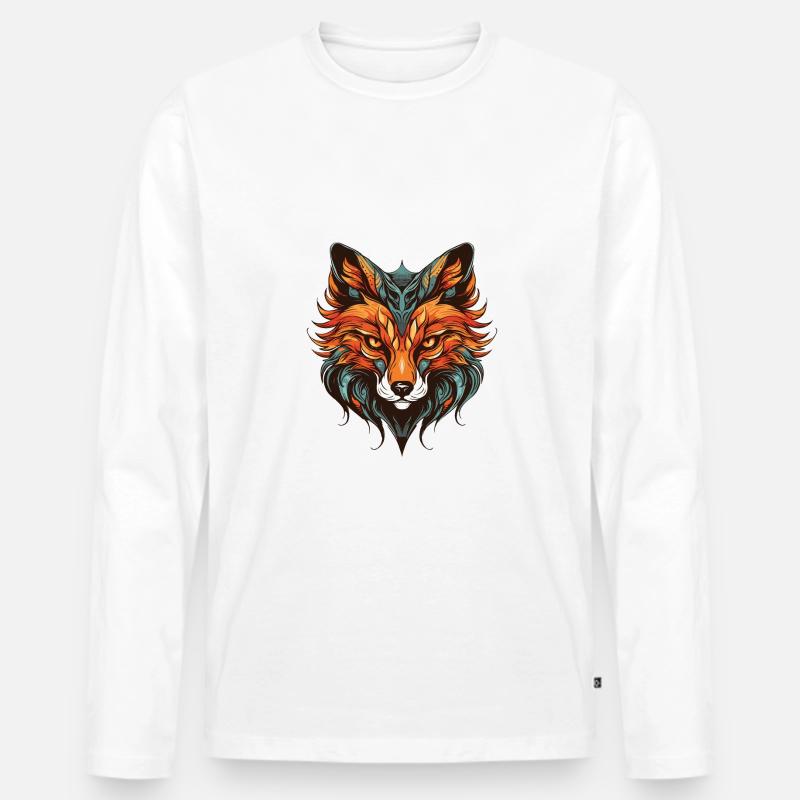 Fuchs Porträt - Männer Premium Bio Langarmshirt - Weiß