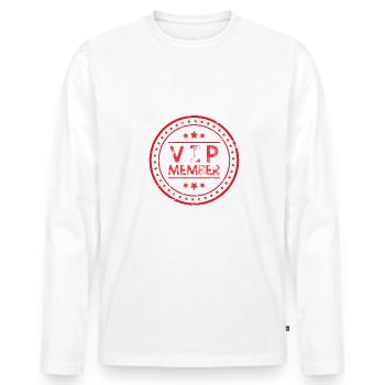 Vip Mitglied - Männer Premium Bio Langarmshirt - Weiß - Vorne - Nico (187cm)