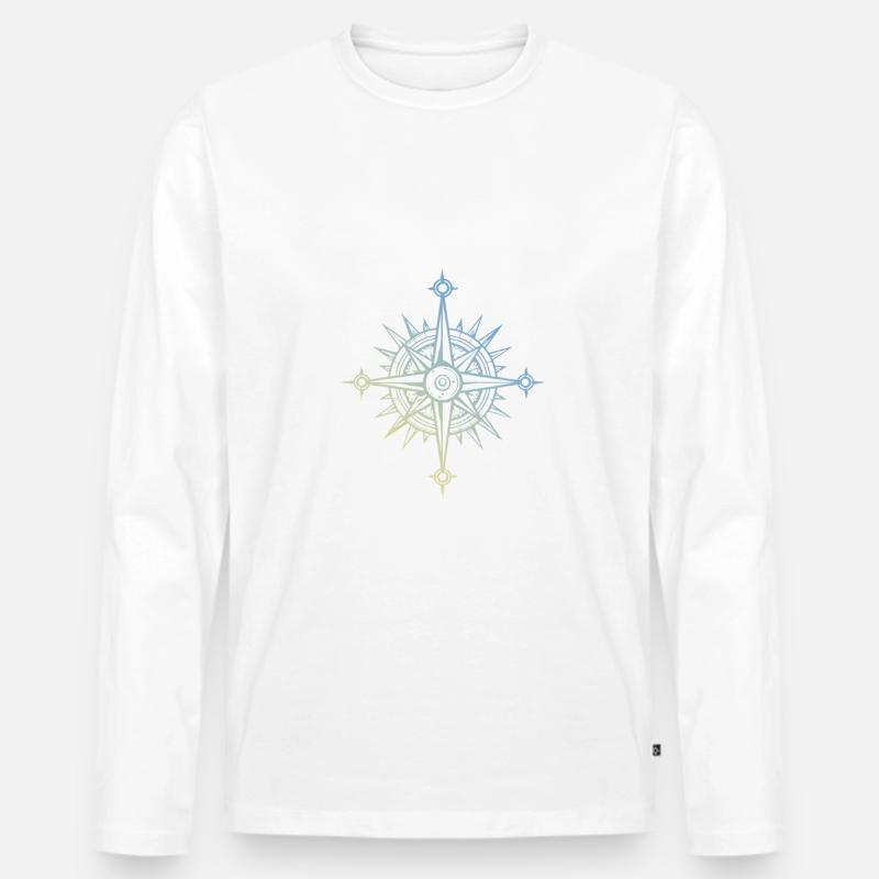 Kompass Symbol - Männer Premium Bio Langarmshirt - Weiß