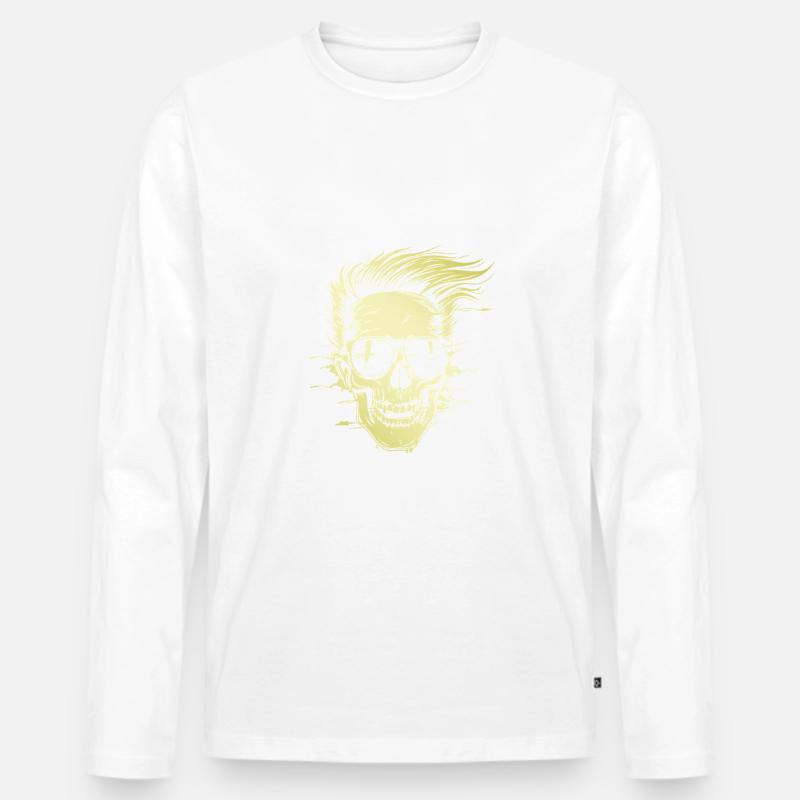 Punker Skull Party - Männer Premium Bio Langarmshirt - Weiß