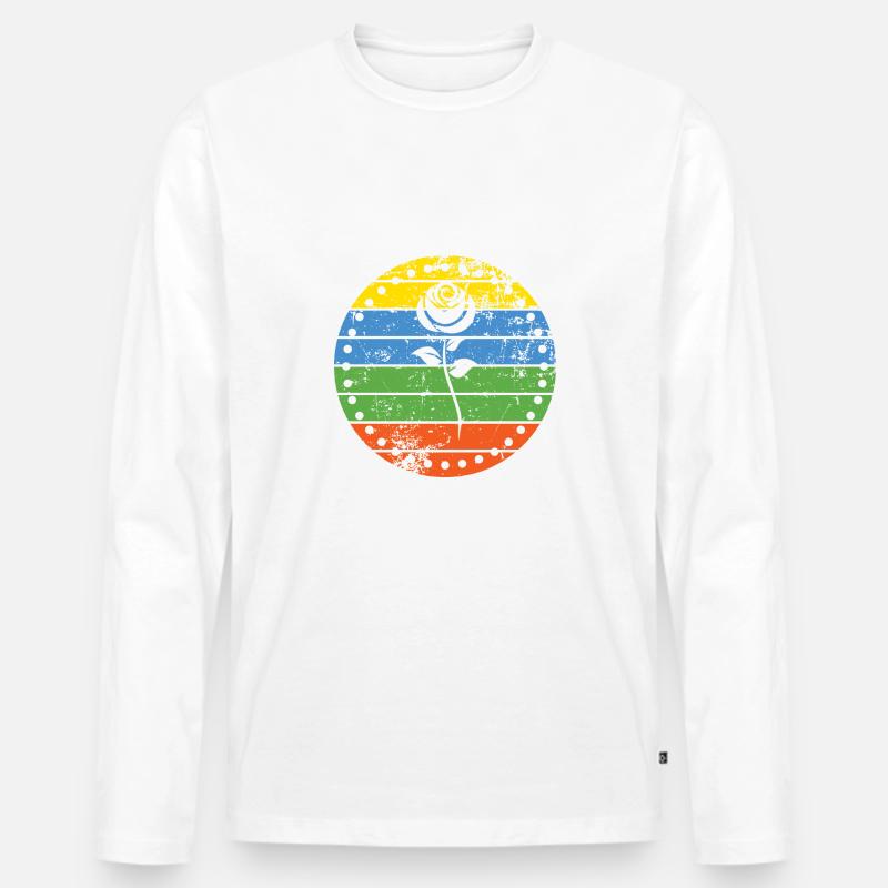 Rose - Männer Premium Bio Langarmshirt - Weiß