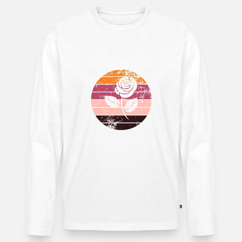 Rose - Männer Premium Bio Langarmshirt - Weiß