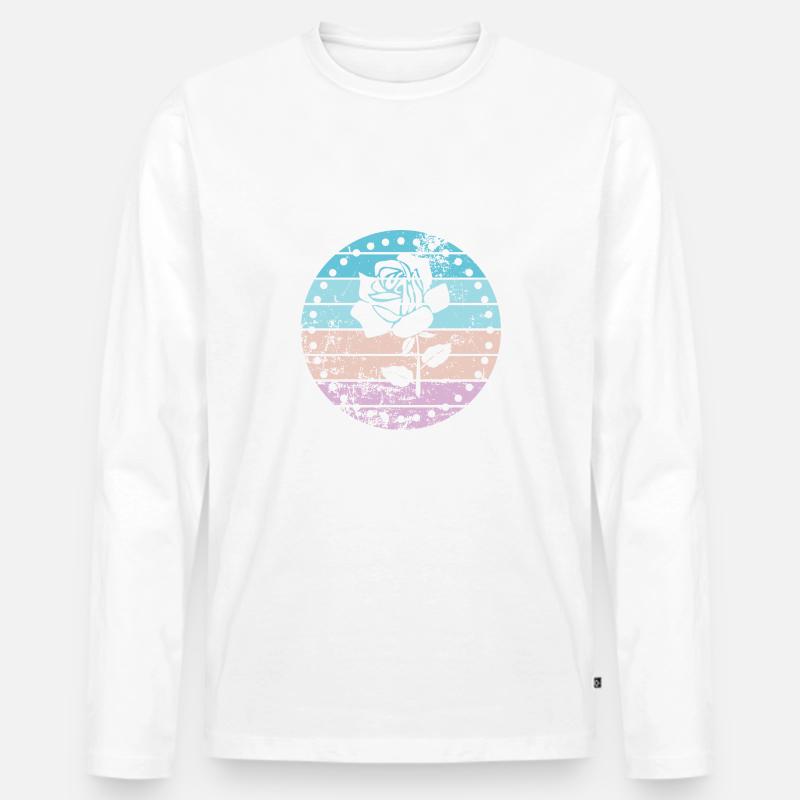 Rose - Männer Premium Bio Langarmshirt - Weiß