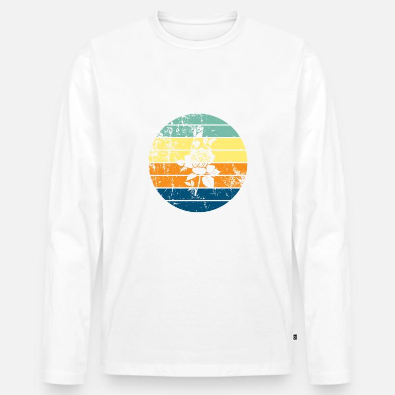 Rose - Männer Premium Bio Langarmshirt - Weiß