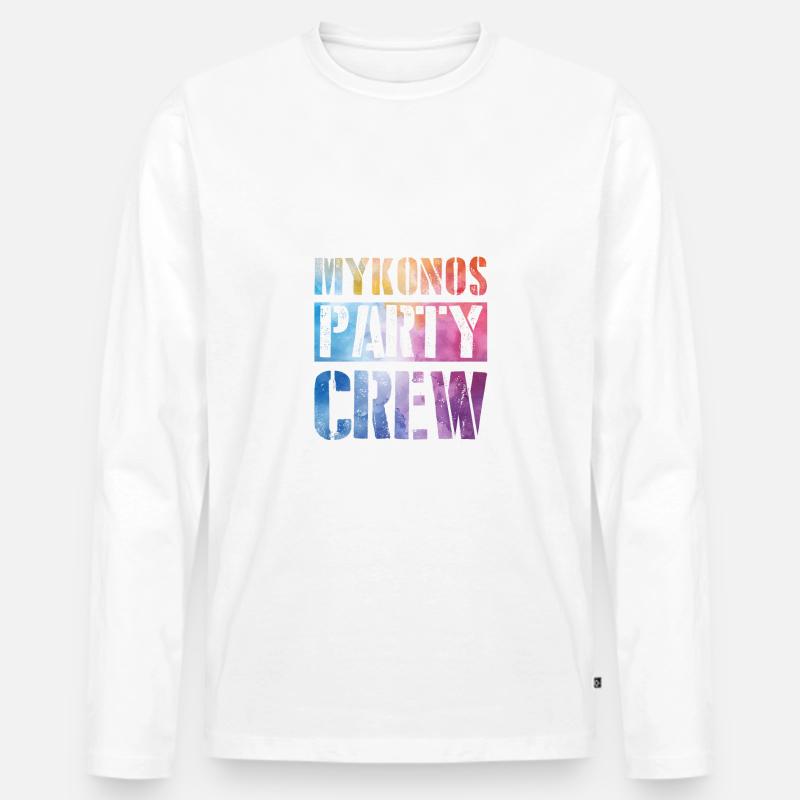 Mykonos Party Crew - Männer Premium Bio Langarmshirt - Weiß