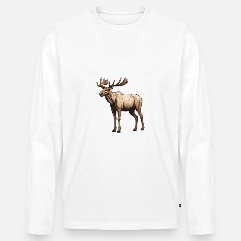 Elch Tier - Männer Premium Bio Langarmshirt - Weiß