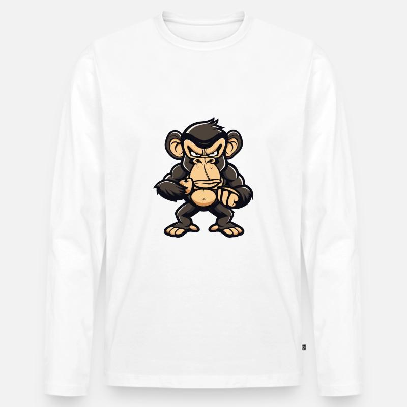 Affe Comic - Männer Premium Bio Langarmshirt - Weiß
