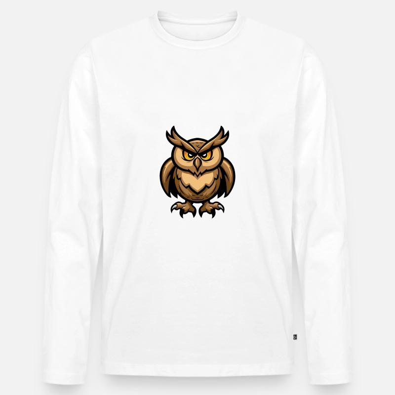 Eule Comic - Männer Premium Bio Langarmshirt - Weiß