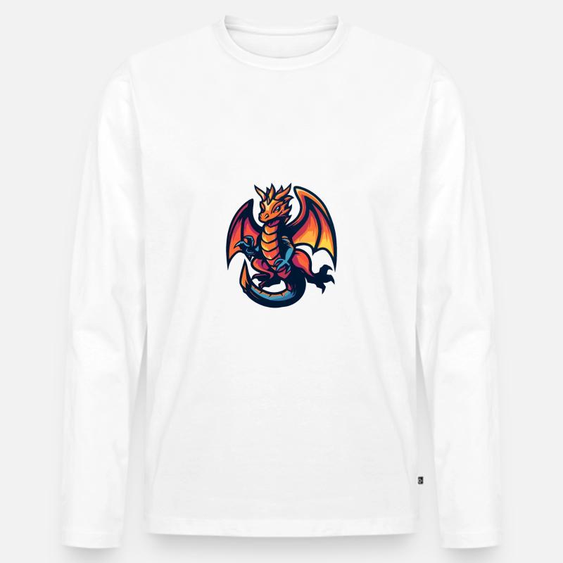 Drache Comic - Männer Premium Bio Langarmshirt - Weiß