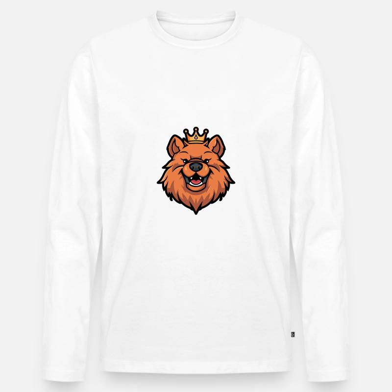 Chow Chow Hund Krone - Männer Premium Bio Langarmshirt - Weiß