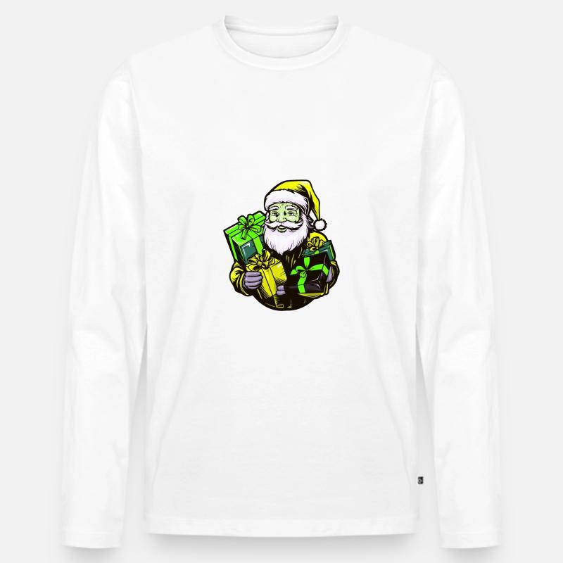 Weihnachtsmann Geschenke - Männer Premium Bio Langarmshirt - Weiß