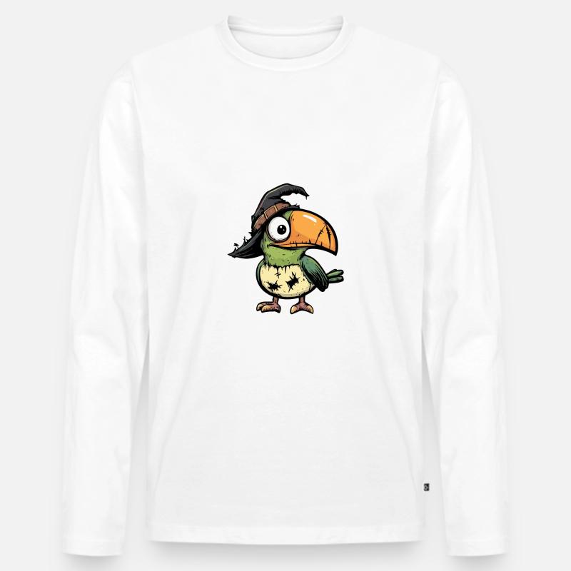 Tukan Vogel Halloween Comic Lustig - Männer Premium Bio Langarmshirt - Weiß