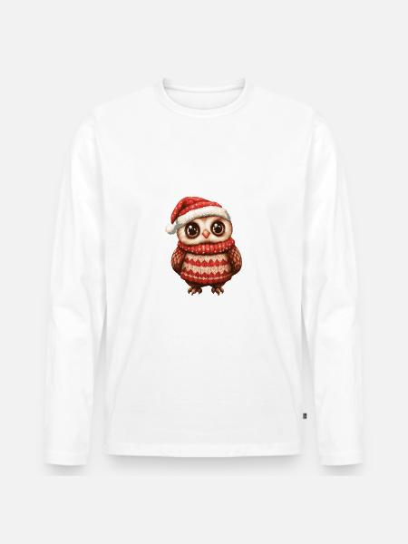 Owl Christmas Comic - Men's Premium Organic Long Sleeve Shirt - white