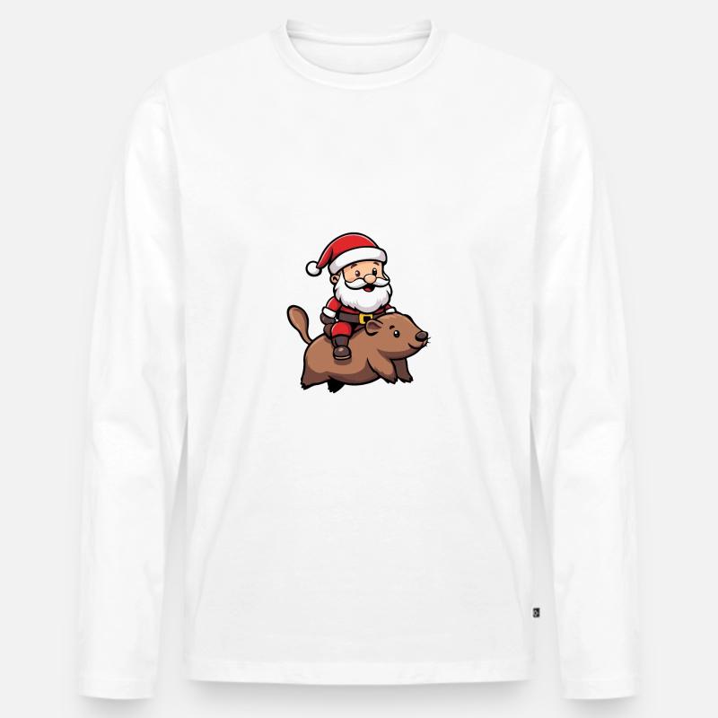 Biber Weihnachtsmann - Männer Premium Bio Langarmshirt - Weiß