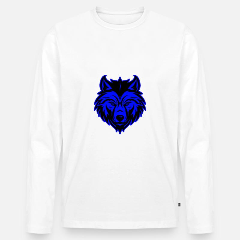 Wolf Tier Porträt - Männer Premium Bio Langarmshirt - Weiß