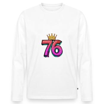 76 Number Krone - Men's Premium Organic Long Sleeve Shirt - white - Front - Nico (187cm)