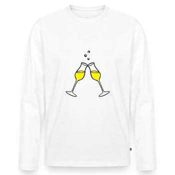 , célébration 2 col - T-shirt manches longues Premium bio Homme - blanc - Devant - Nico (187cm)