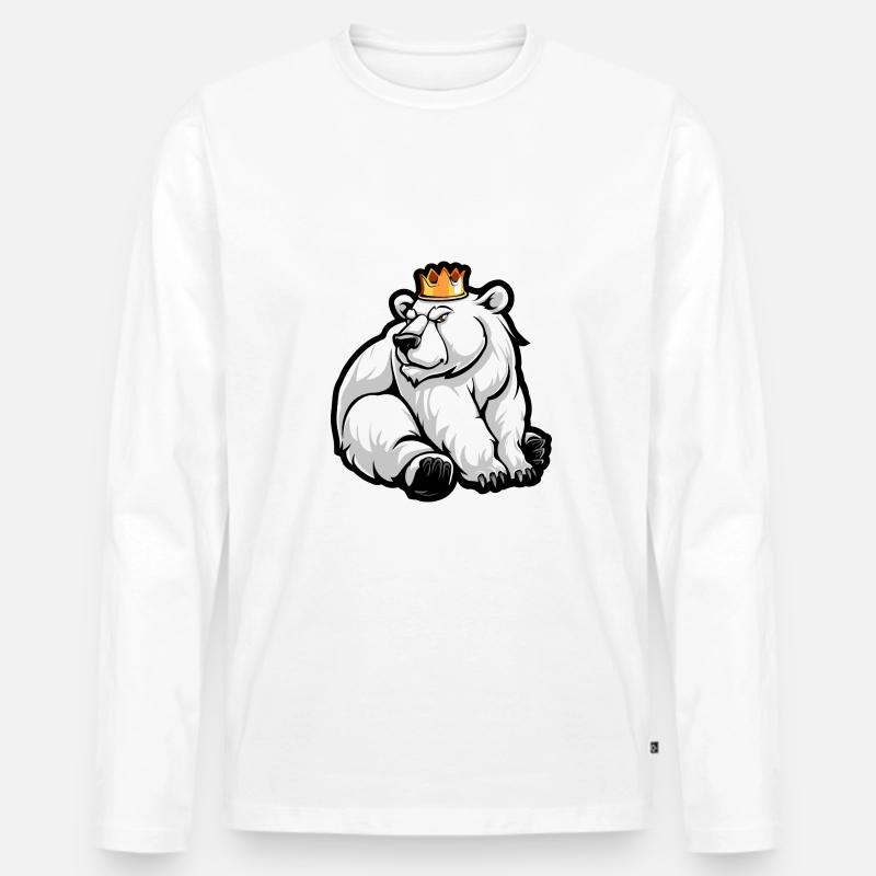 Eisbär Comic Krone - Männer Premium Bio Langarmshirt - Weiß