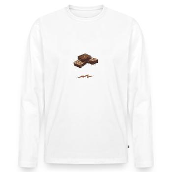 Brownies, Cuisson, Plaque de gâteau, Éventail de brownies - T-shirt manches longues Premium bio Homme - blanc - Devant - Nico (187cm)