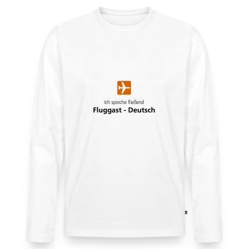 Fluggast Deutsch - Männer Premium Bio Langarmshirt - Weiß - Vorne - Nico (187cm)