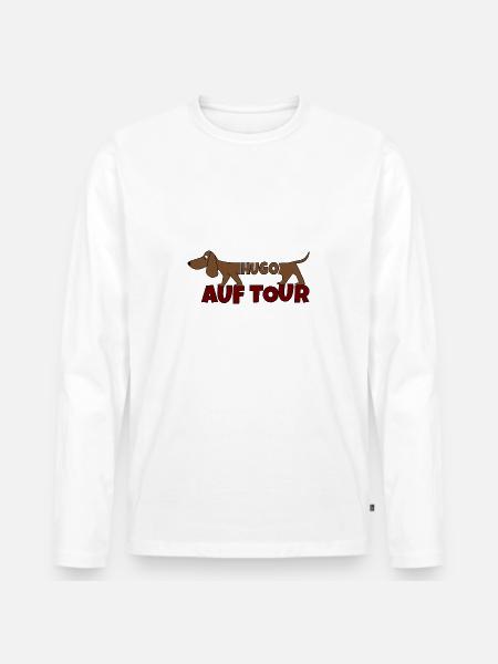 Hugo auf Tour - Männer Premium Bio Langarmshirt - Weiß