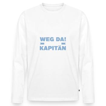 Kapitän Segler Geschenk Bootsfahrer Segeln - Männer Premium Bio Langarmshirt - Weiß - Vorne - Nico (187cm)