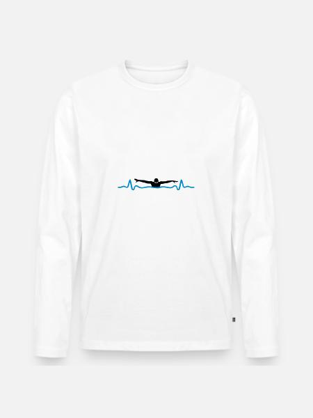 Swimming and heartbeat - Men's Premium Organic Long Sleeve Shirt - white