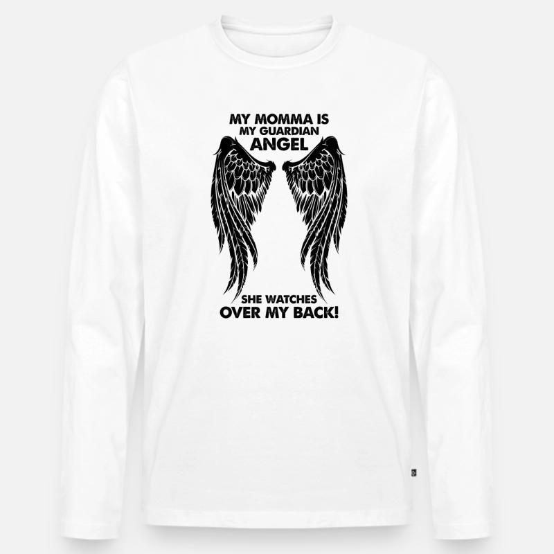 Mia mamma è il mio angelo custode - Maglia a manica lunga ecologica premium da uomo - bianco