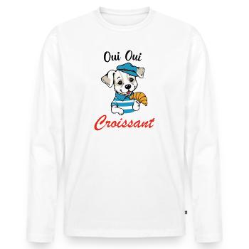 Lustiges Croissant Shirt – Französischer Frühstück - Männer Premium Bio Langarmshirt - Weiß - Vorne - Nico (187cm)